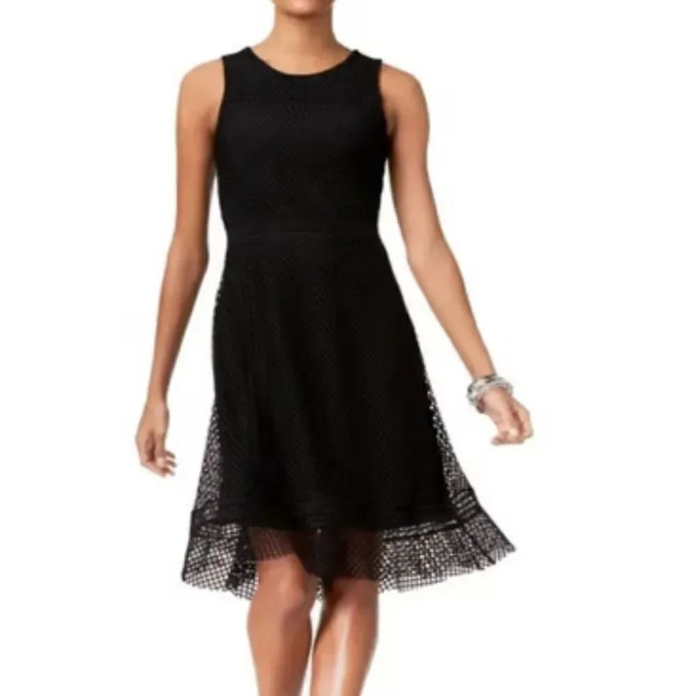 ALFANI SLEEVELESS MESH NEST&MID LENGTH ROUND NECKLINE LONG ZIPPER CLOSURE DRESS